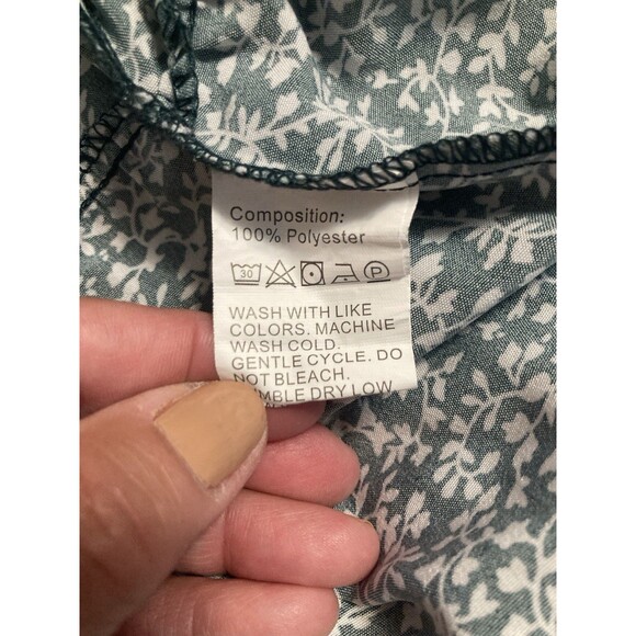 Shein Green White Floral Summer Dress L Womens Flutter Sleeves Summer Tired - Picture 3 of 9